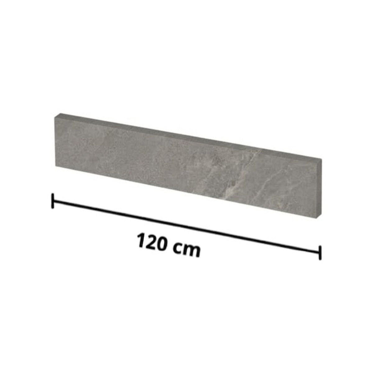 Titano Grigio Plain - battiscopa in gres porcellanato, lunghezza 120 cm