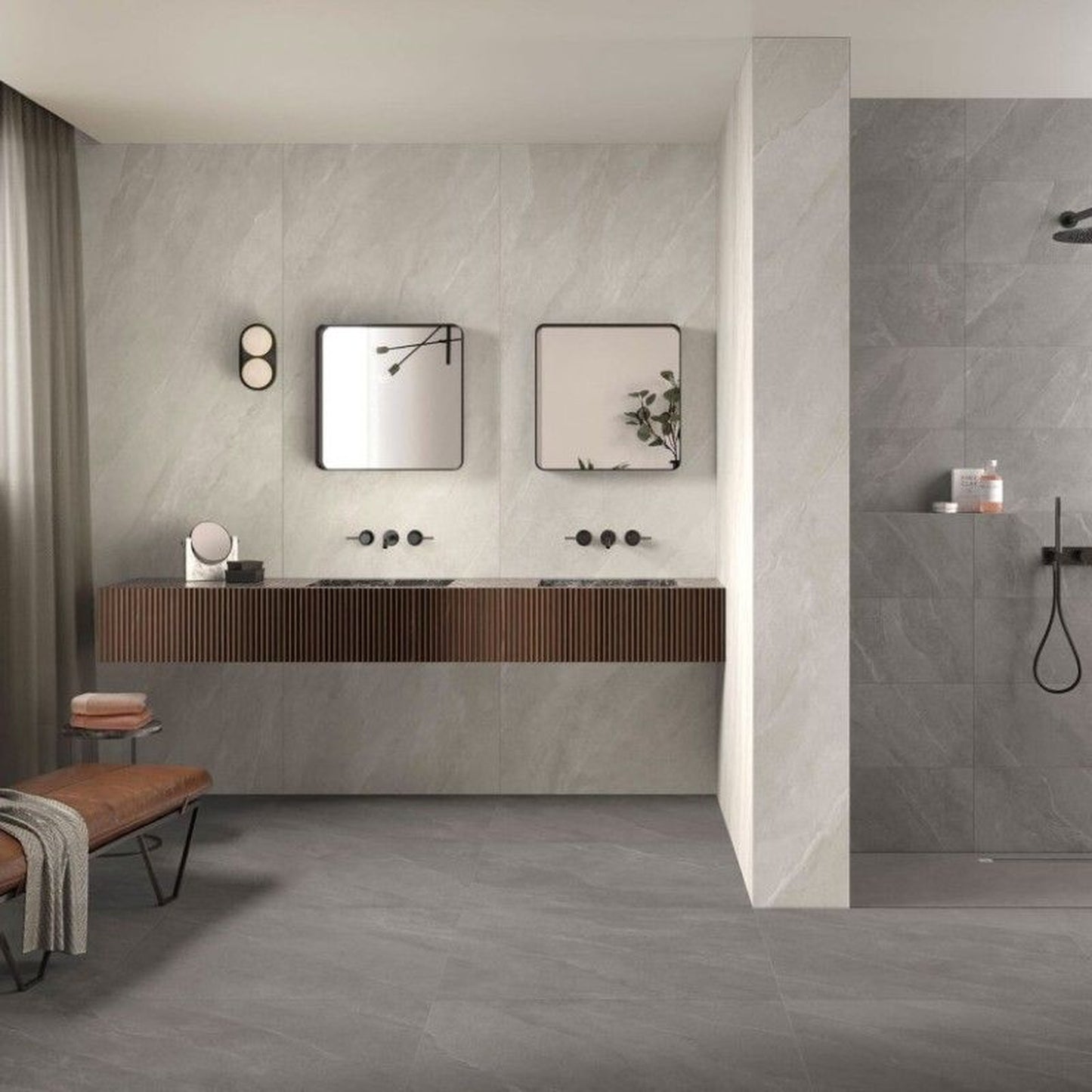 Titano Grigio Plain su pavimento sala living